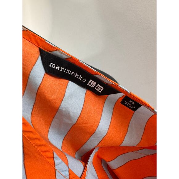 Marimekko x Uniqlo Orange Blue Kaftan Dress Striped V-Neck Size XS X-Small - Picture 5 of 7
